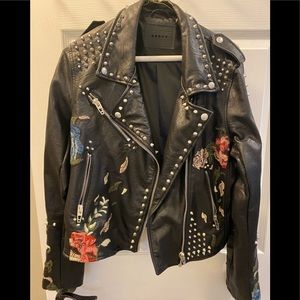 Blank NYC floral embroidered studded jacket
